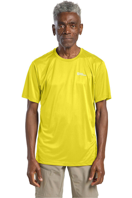 Jack Wolfskin camiseta montaña manga corta hombre TECH AMARILLO