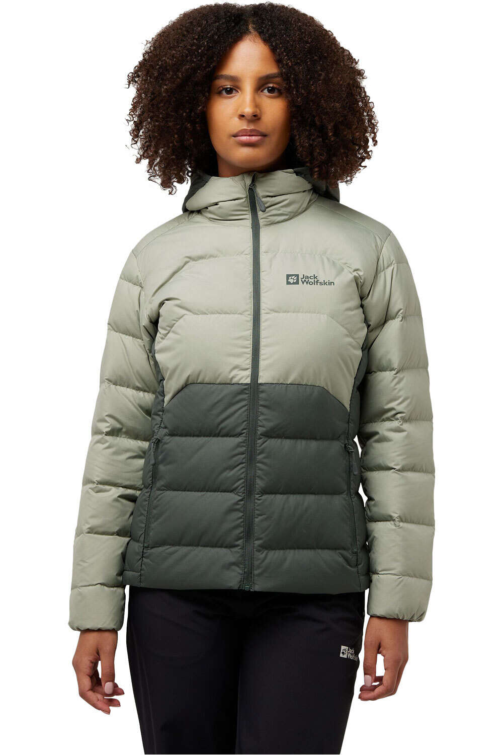 Jack Wolfskin chaqueta outdoor mujer ATHER VERDE vista frontal