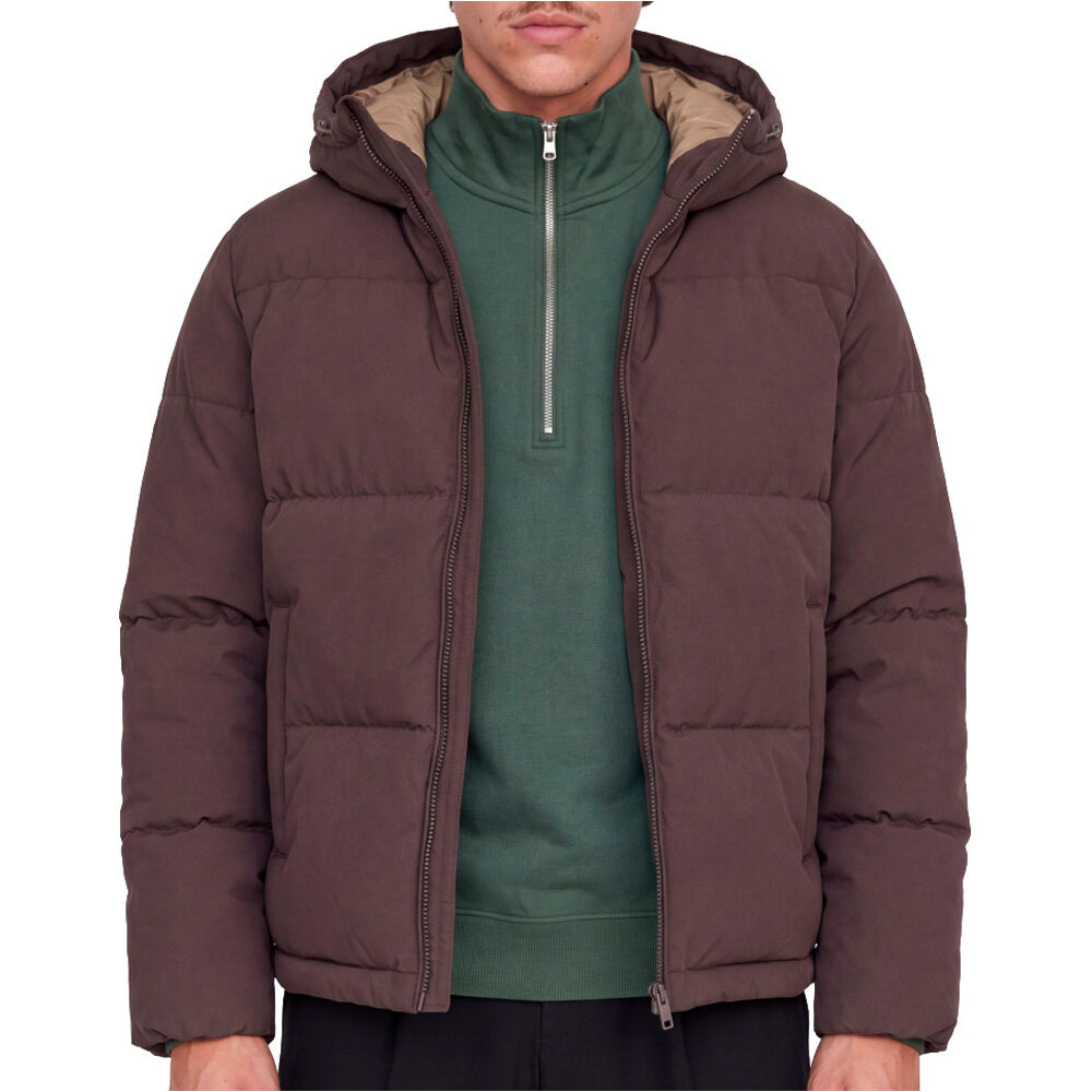 J&J chaquetas hombre JJGALAXY PUFFER JACKET MARRON vista frontal