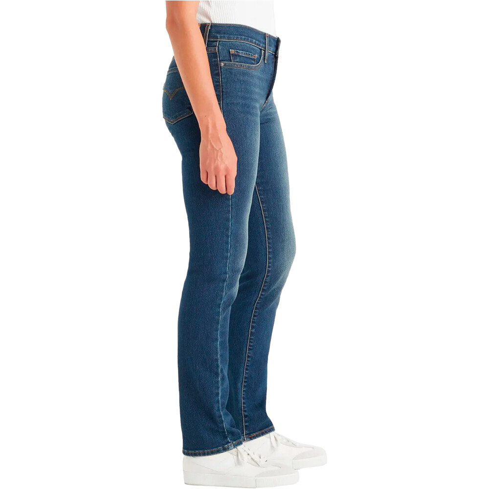 Levi'S pantalón mujer 314 SHAPING STRAIGHT DARK INDIGO - WORN IN  vista detalle