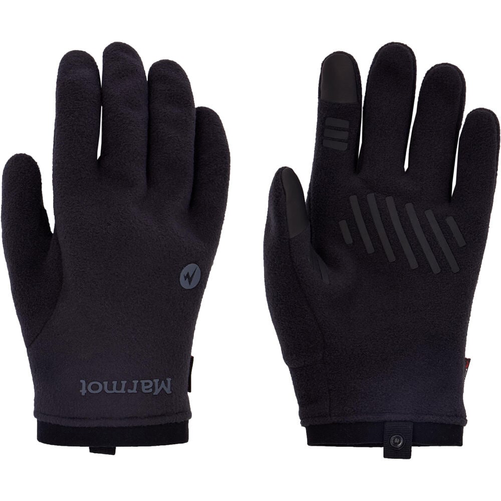 Marmot guantes montaña POLARTEC WINDBLOC NEGRO vista frontal