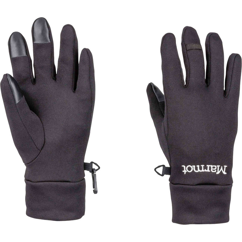Marmot guantes montaña POWER STRETCH CONNECT NEGRO vista frontal