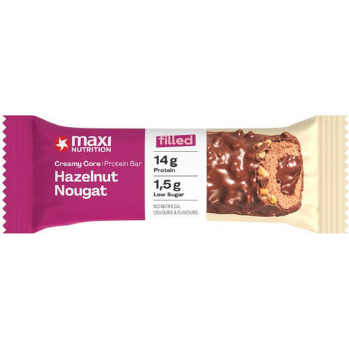 MAXI NUTRITION CREAMY CORE BARS HAZELNUT NOUGAT 45G