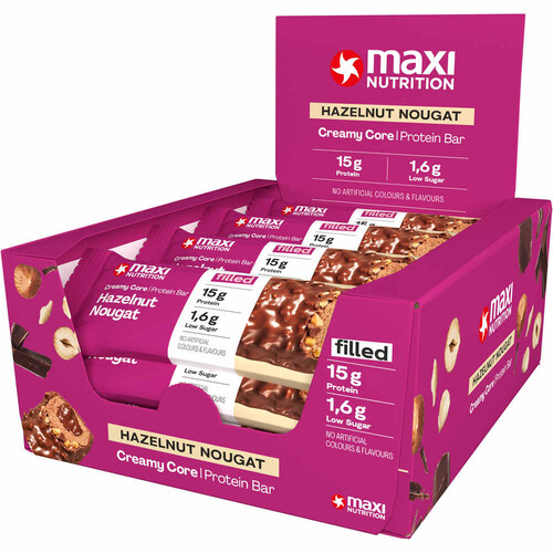 MAXI NUTRITION CREAMY CORE BARS HAZELNUT NOUGAT 45G