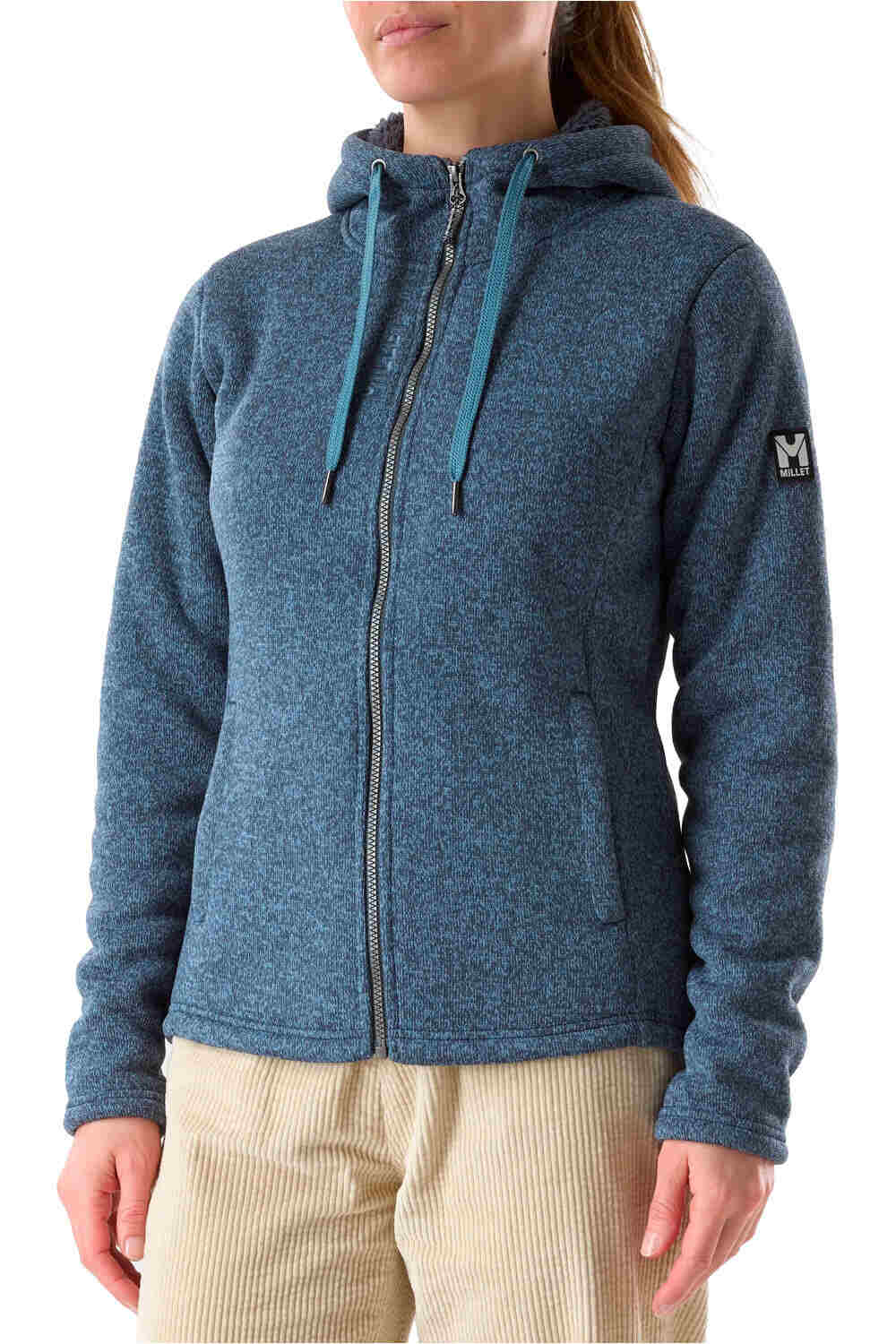 Millet forro polar mujer CHAMONIX KNITWARM HOODIE W AZUL vista frontal