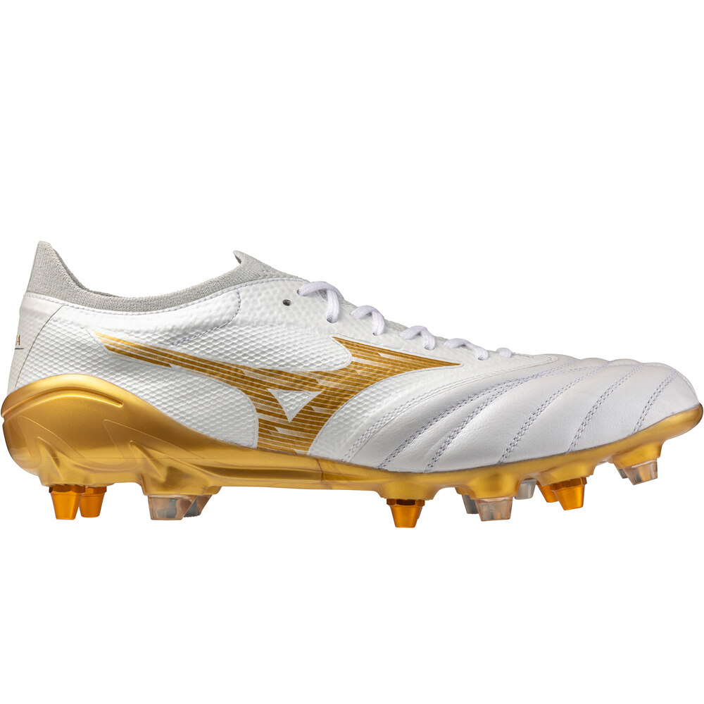 Mizuno botas de futbol cesped natural MORELIA NEO IV BETA ELITE MIX SG BLANCO lateral exterior