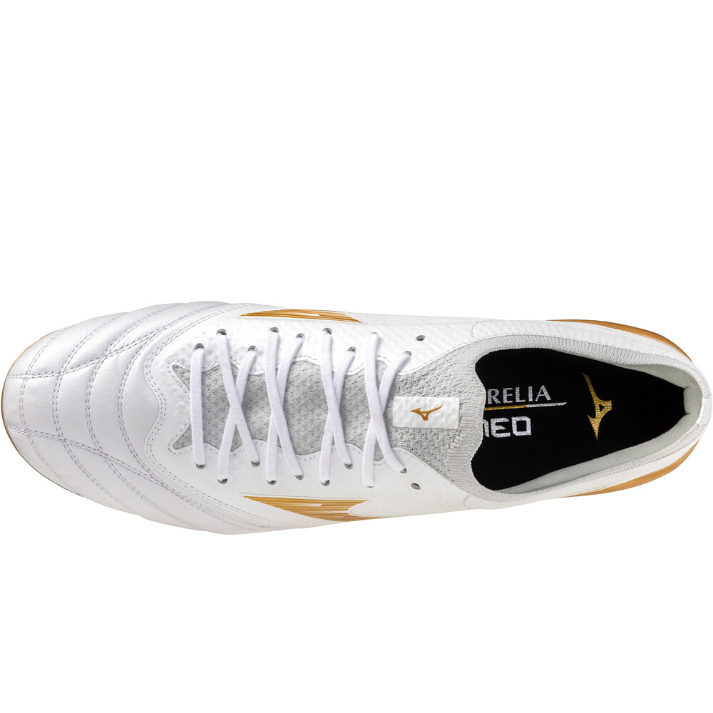 Mizuno botas de futbol cesped natural MORELIA NEO IV BETA ELITE MIX SG BLANCO vista superior