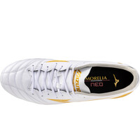 Mizuno botas de futbol cesped natural MORELIA NEO IV PRO MIX SG BLANCO vista superior