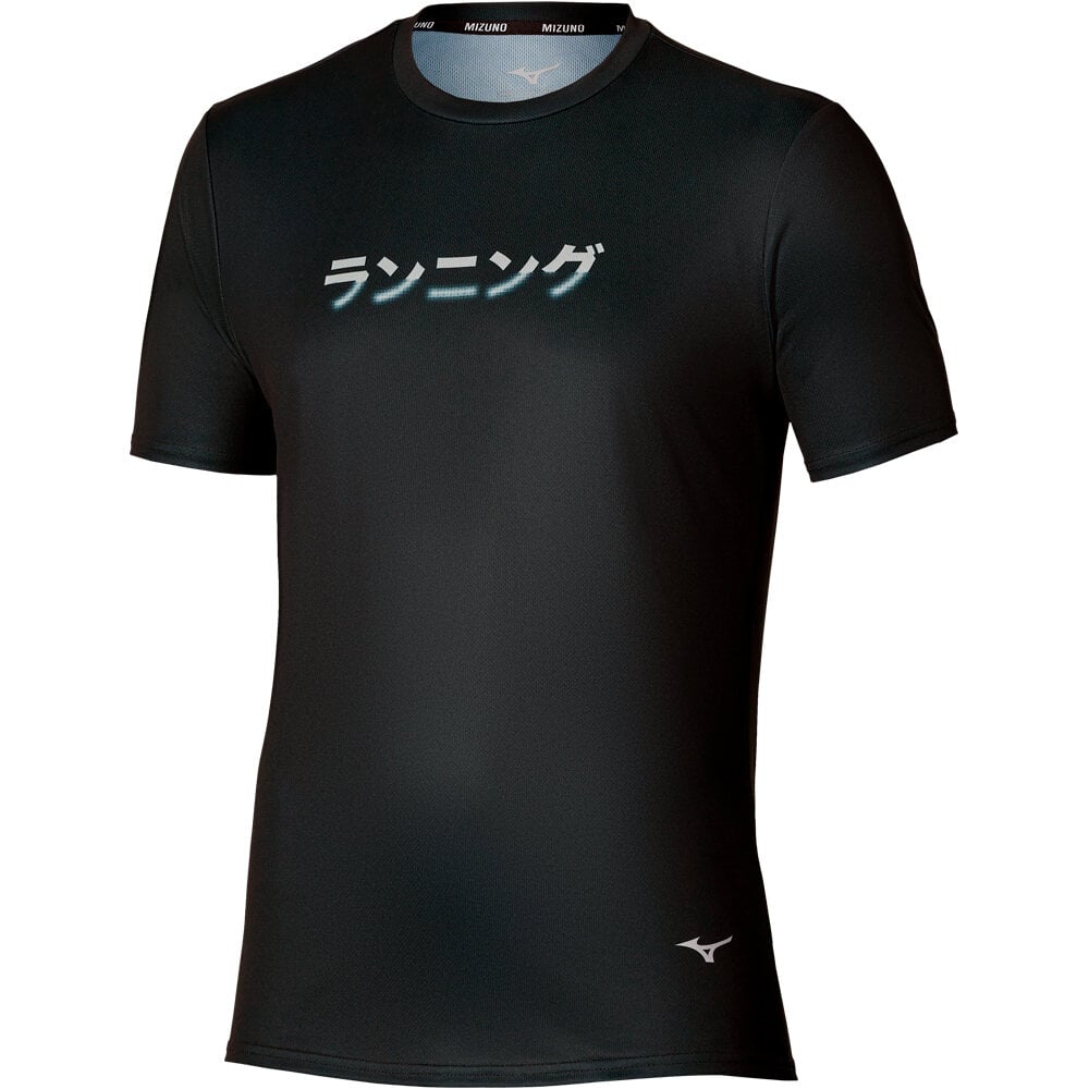 Mizuno camiseta fitness hombre CORE GRAPHIC NEGRO vista frontal