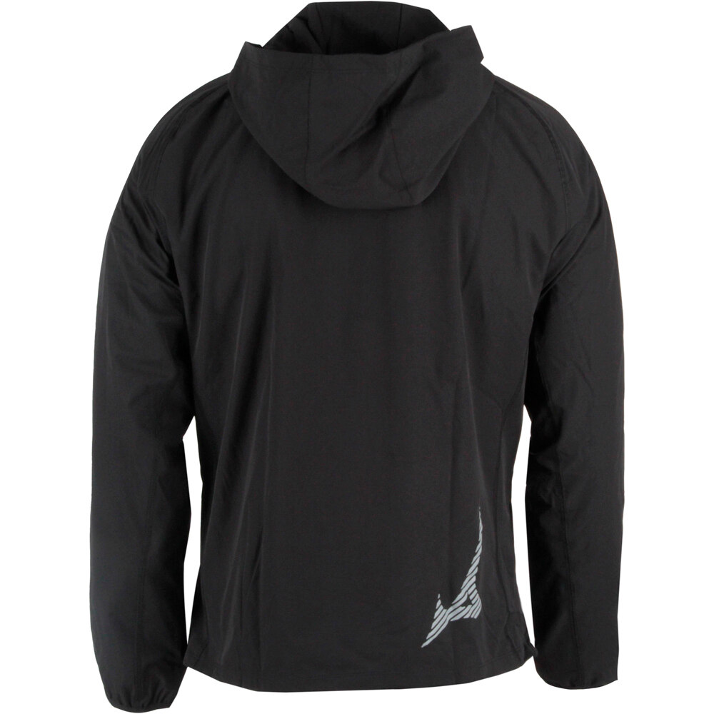 Mizuno CHAQUETA RUNNING HOMBRE BILBAO NIGHT RUNNING FEST MERCHANDISING NEGRO vista trasera
