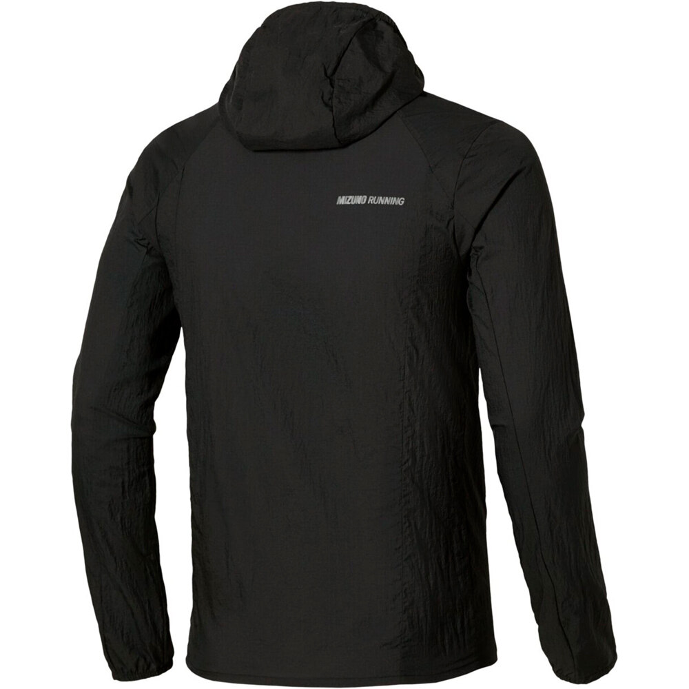 Mizuno CHAQUETA RUNNING HOMBRE TECH LIGHT NEGRO vista trasera
