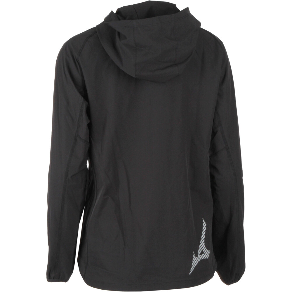 Mizuno CHAQUETA RUNNING MUJER BILBAO NIGHT RUNNING FEST MERCHANDISING NEGRO vista trasera