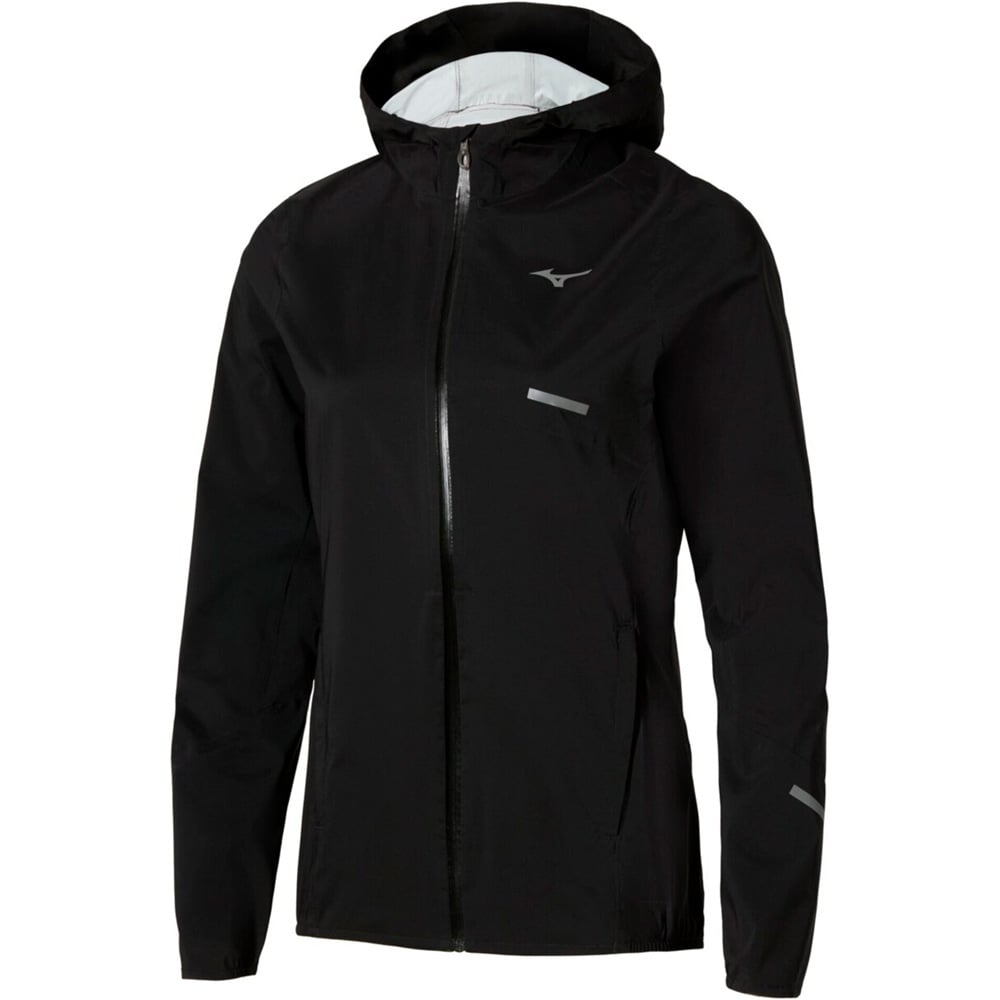 Mizuno CHAQUETA RUNNING MUJER WATERPROOF 20K NEGRO vista frontal
