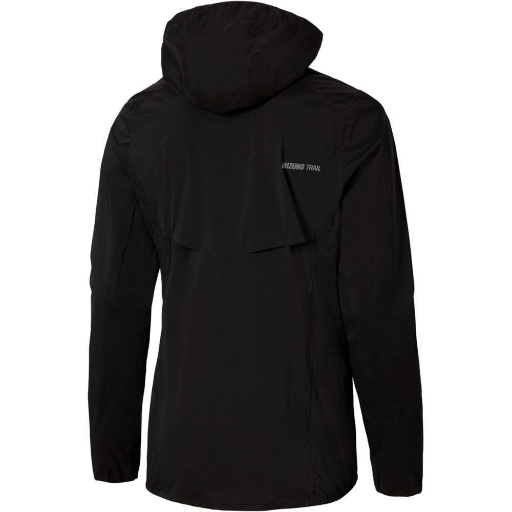 Mizuno CHAQUETA RUNNING MUJER WATERPROOF 20K NEGRO vista trasera
