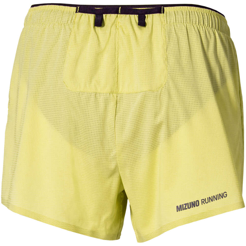 Mizuno pantalón running mujer TECH LIGHT SPLIT AMARILLO vista trasera