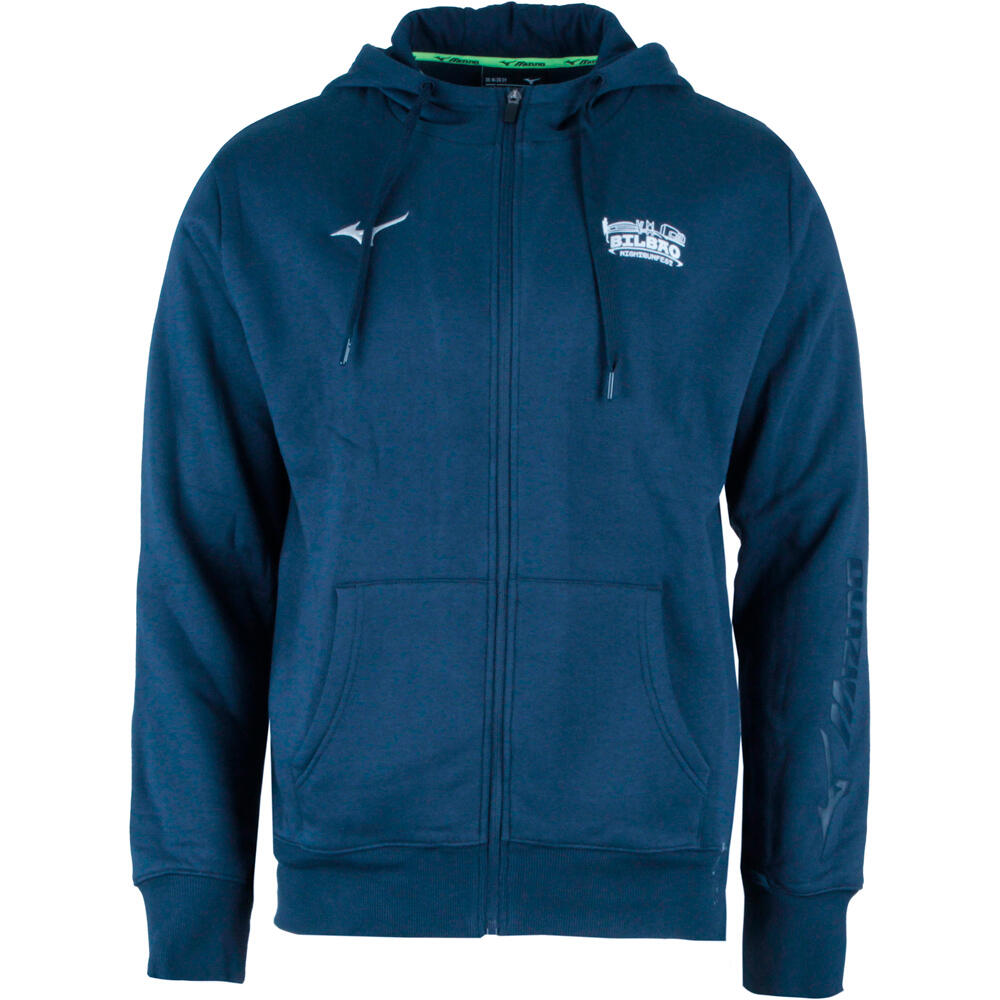 Mizuno sudaderas deportivas hombre BILBAO NIGHT RUNNING FEST MERCHANDISING AZUL vista frontal