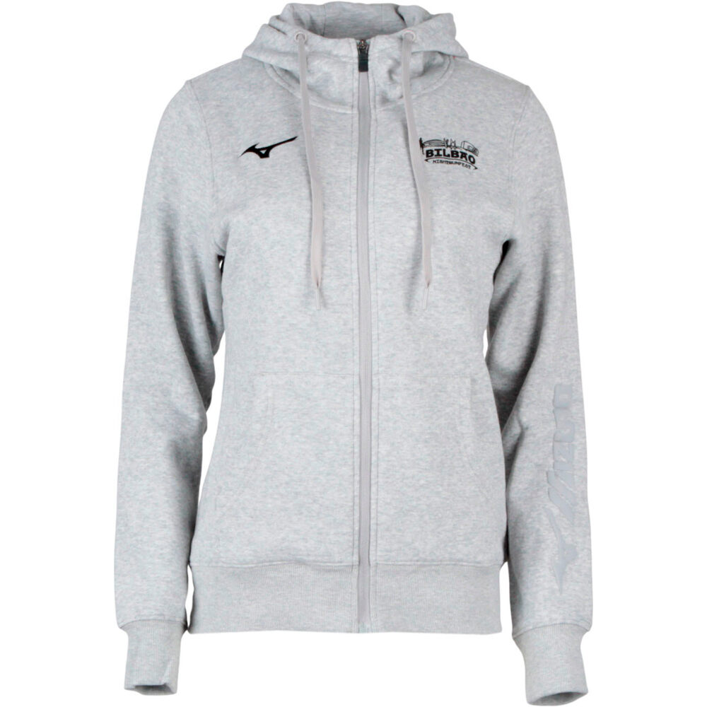 Mizuno sudaderas deportivas mujer BILBAO NIGHT RUNNING FEST MERCHANDISING GRIS vista frontal