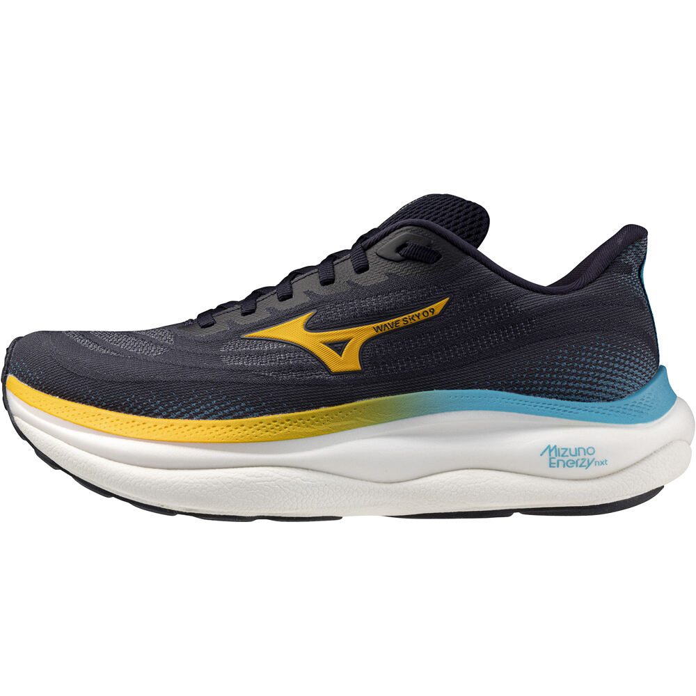 Mizuno zapatilla running hombre WAVE SKY 9 AZUL lateral exterior