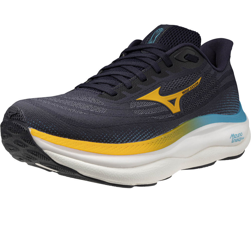 Mizuno zapatilla running hombre WAVE SKY 9 AZUL lateral interior