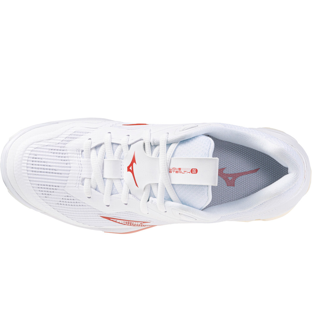 Mizuno zapatillas indoor mujer WAVE STEALTH 6 BLANCO vista superior