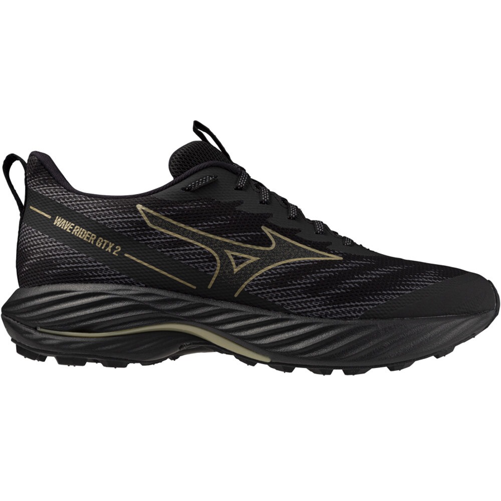 Mizuno zapatillas trail hombre WAVE RIDER GORE-TEX 2 NEGRO lateral exterior