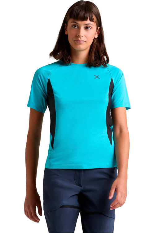 Montura camiseta montaña manga corta mujer RISE AZUL