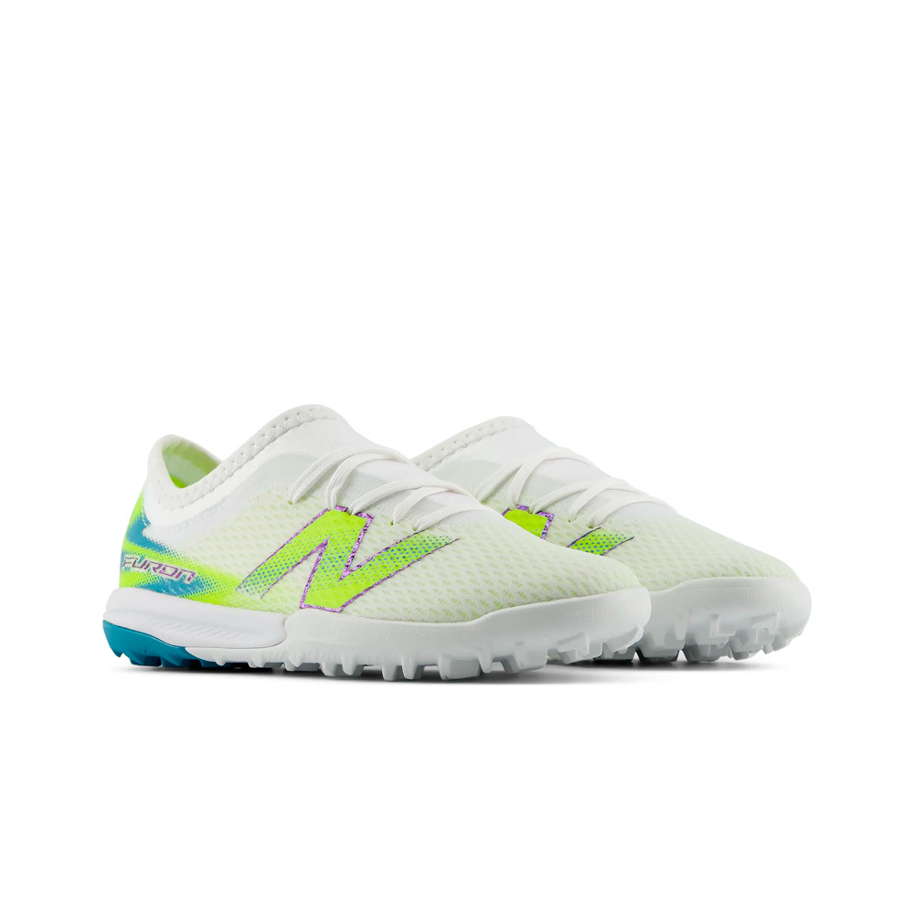 New Balance botas de futbol niño multitaco y terreno duro Furon Team Jnr TF V9 BLANCO lateral interior