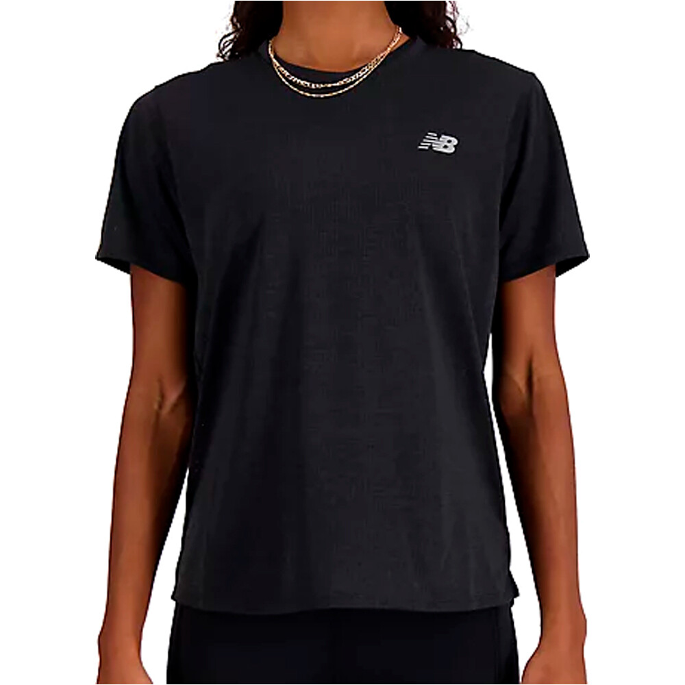 New Balance camiseta entrenamiento manga corta mujer ATHLETICS NEGRO vista frontal