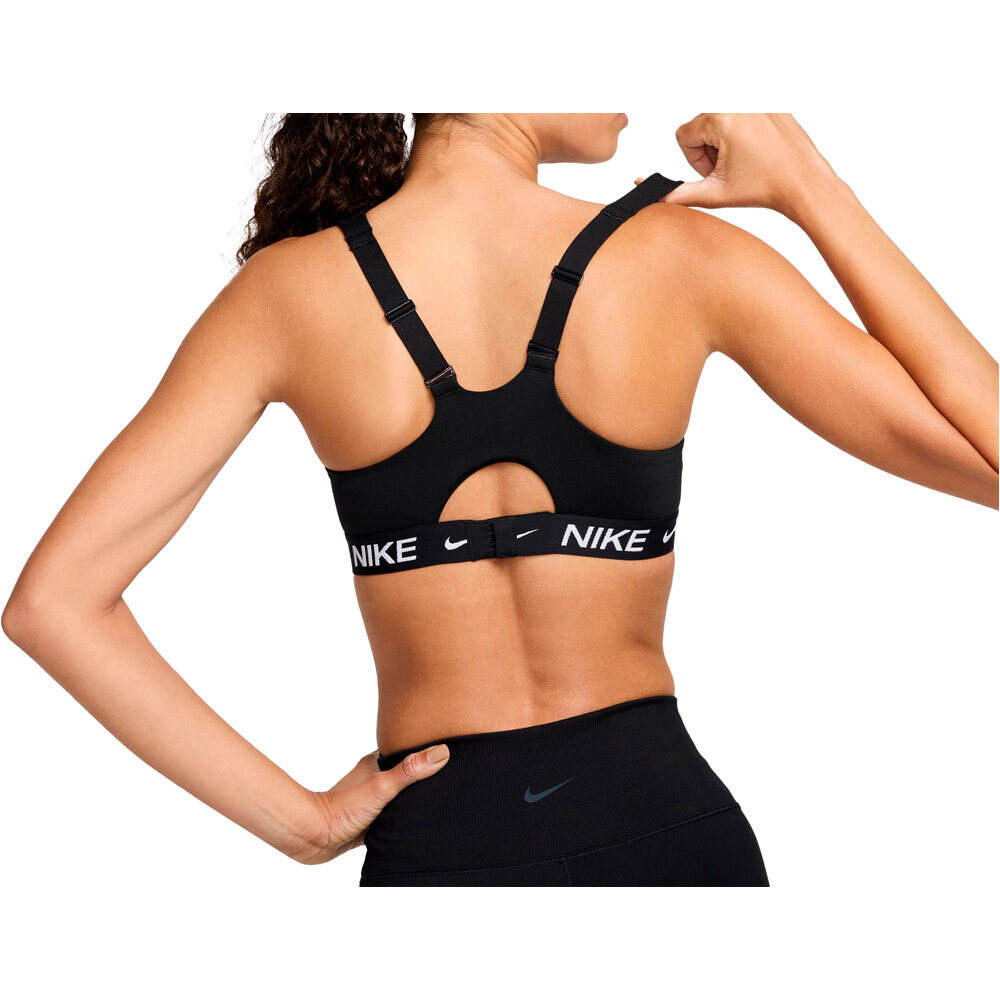 Nike body running mujer DRI-FIT INDY HIGH SUPPORT NEGRO vista trasera