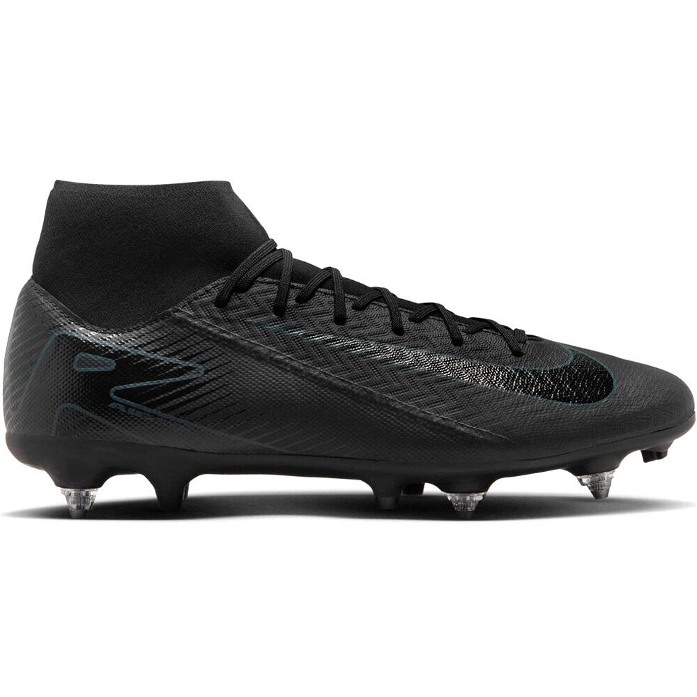Nike botas de futbol cesped natural MERCURIAL SUPERFLY 10 ACADEMY SG-PRO AC NEGRO lateral exterior
