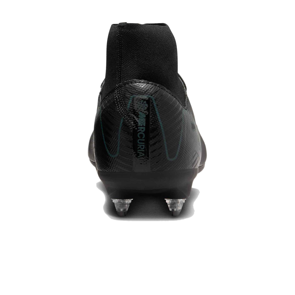Nike botas de futbol cesped natural MERCURIAL SUPERFLY 10 ACADEMY SG-PRO AC NEGRO vista trasera