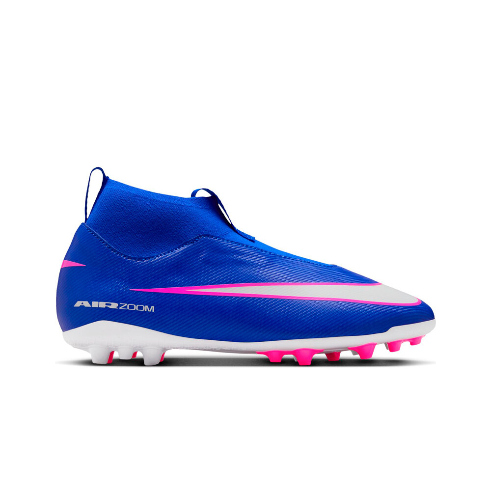 Nike botas de futbol niño cesped artificial MERCURIAL SUPERFLY 10 ACADEMY AG AZUL lateral exterior