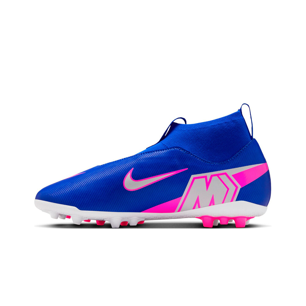 Nike botas de futbol niño cesped artificial MERCURIAL SUPERFLY 10 ACADEMY AG AZUL puntera