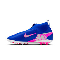 Nike botas de futbol niño cesped artificial MERCURIAL SUPERFLY 10 ACADEMY AG AZUL puntera