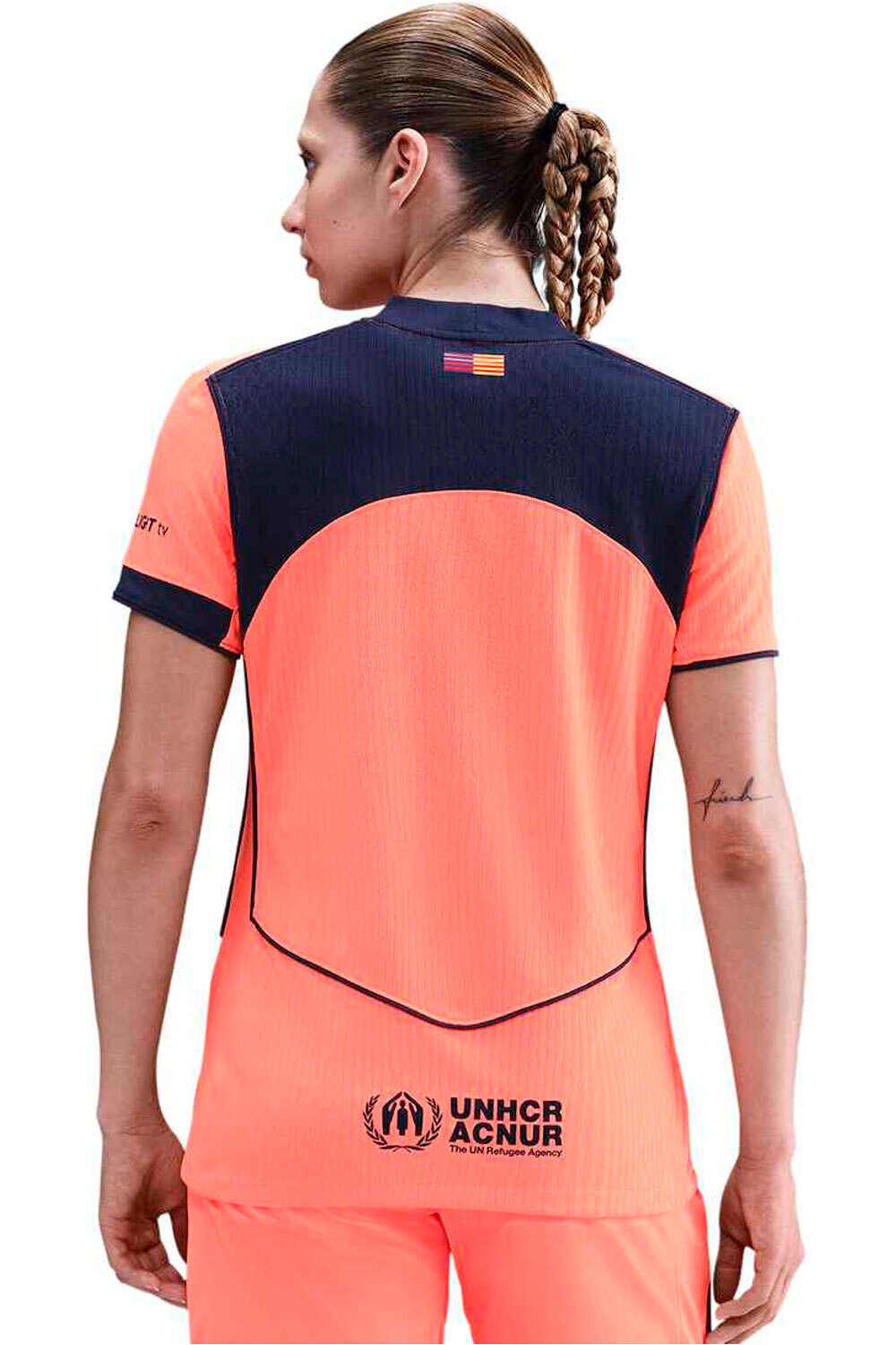 Nike camiseta de fútbol oficiales BARCELONA 25/26 TERCERA EQUIPACION MUJER NARANJA vista trasera