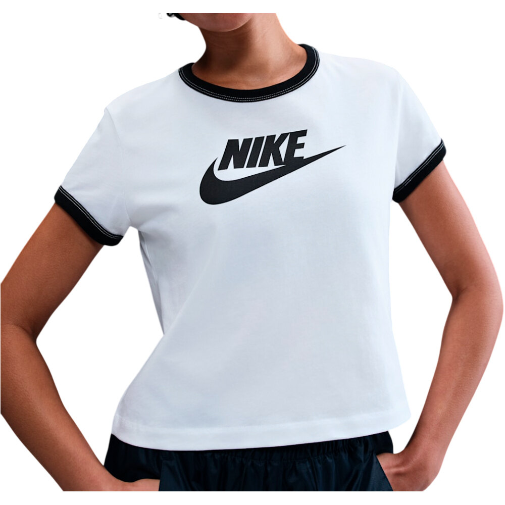 Nike camiseta manga corta mujer SPORTSWEAR RINGER BLANCO vista frontal