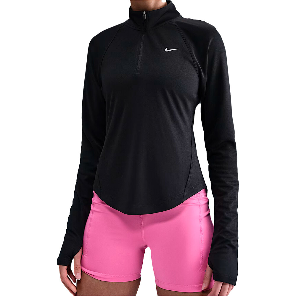Nike camiseta técnica manga larga mujer DRI-FIT TEMPO NEGRO vista frontal