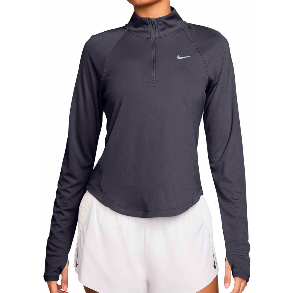 Nike camiseta técnica manga larga mujer W NK TEMPO SWSH HBR DF HZ TOP GRIS vista frontal