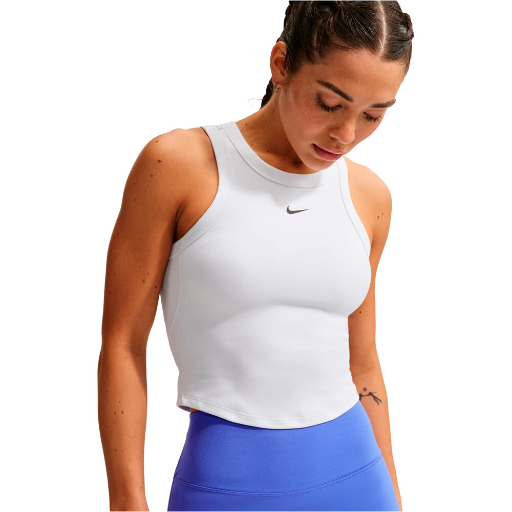 Nike camiseta tirantes fitness mujer DRI-FIT ONE BLANCO vista detalle