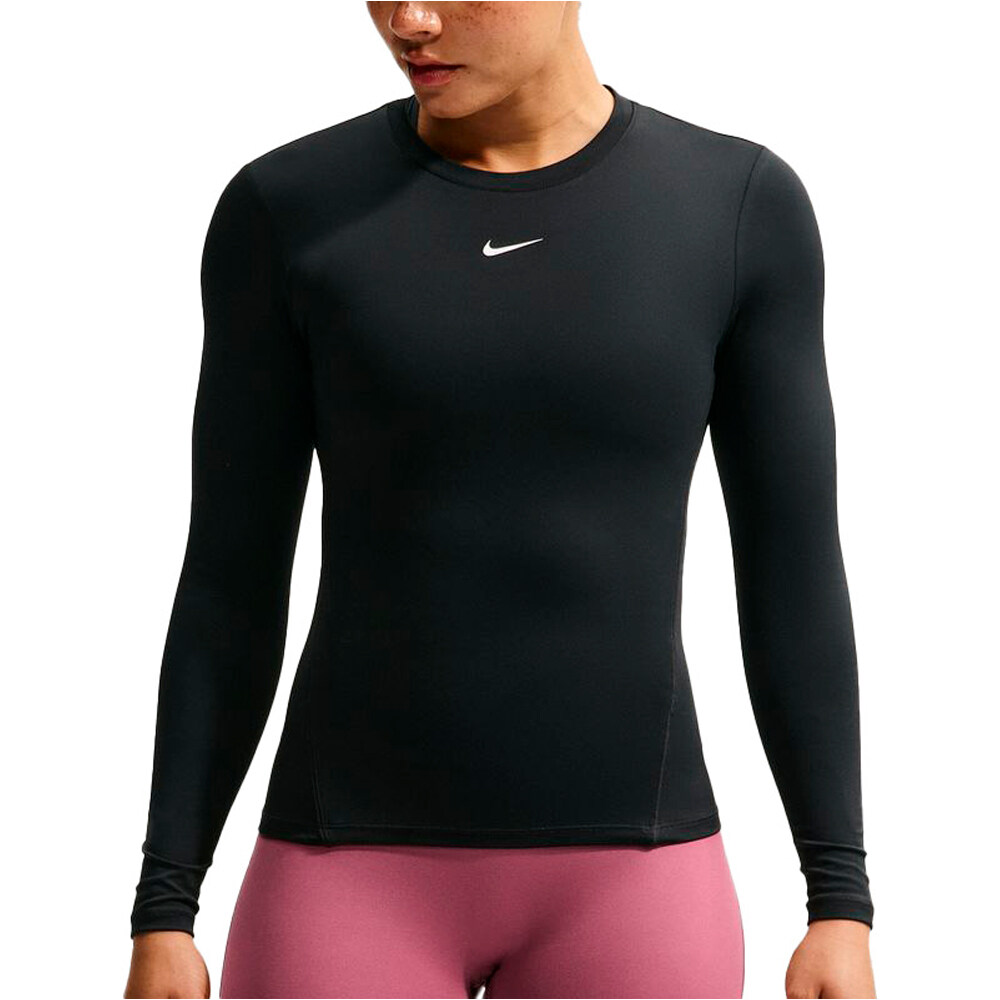 Nike camisetas fitness mujer W NK ONE DF FITTED LS TOP NEGRO vista frontal