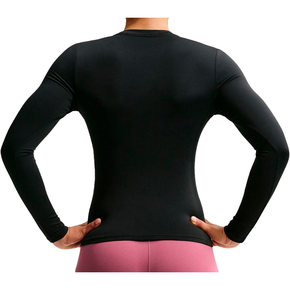 Nike camisetas fitness mujer W NK ONE DF FITTED LS TOP NEGRO vista trasera