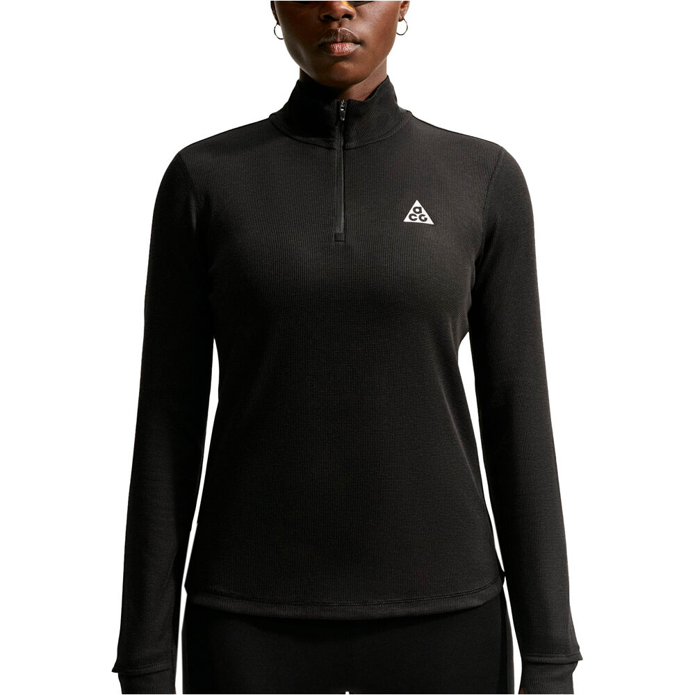 Nike camisetas trail running manga larga mujer W ACG TRAIL DF HZ MIDLAYER GRIS vista detalle
