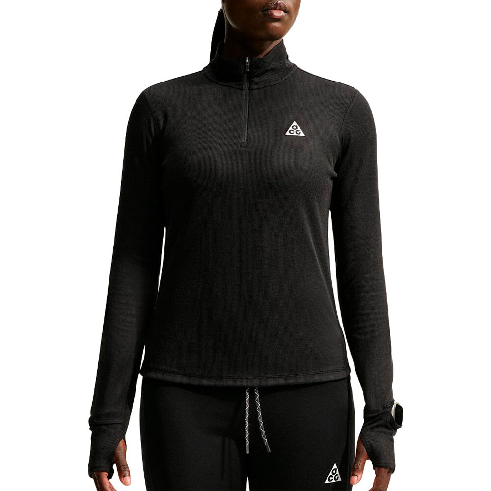 Nike camisetas trail running manga larga mujer W ACG TRAIL DF HZ MIDLAYER GRIS vista frontal