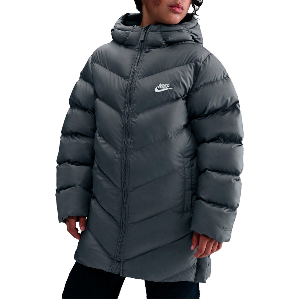 Nike chaqueta niña K NSW TF ADP PUFFER MID THIGH GRIS vista detalle