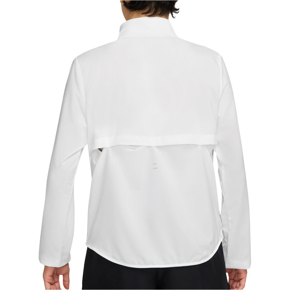 Nike CHAQUETA RUNNING MUJER DRI-FIT TEMPO SWOOSH BLANCO vista trasera