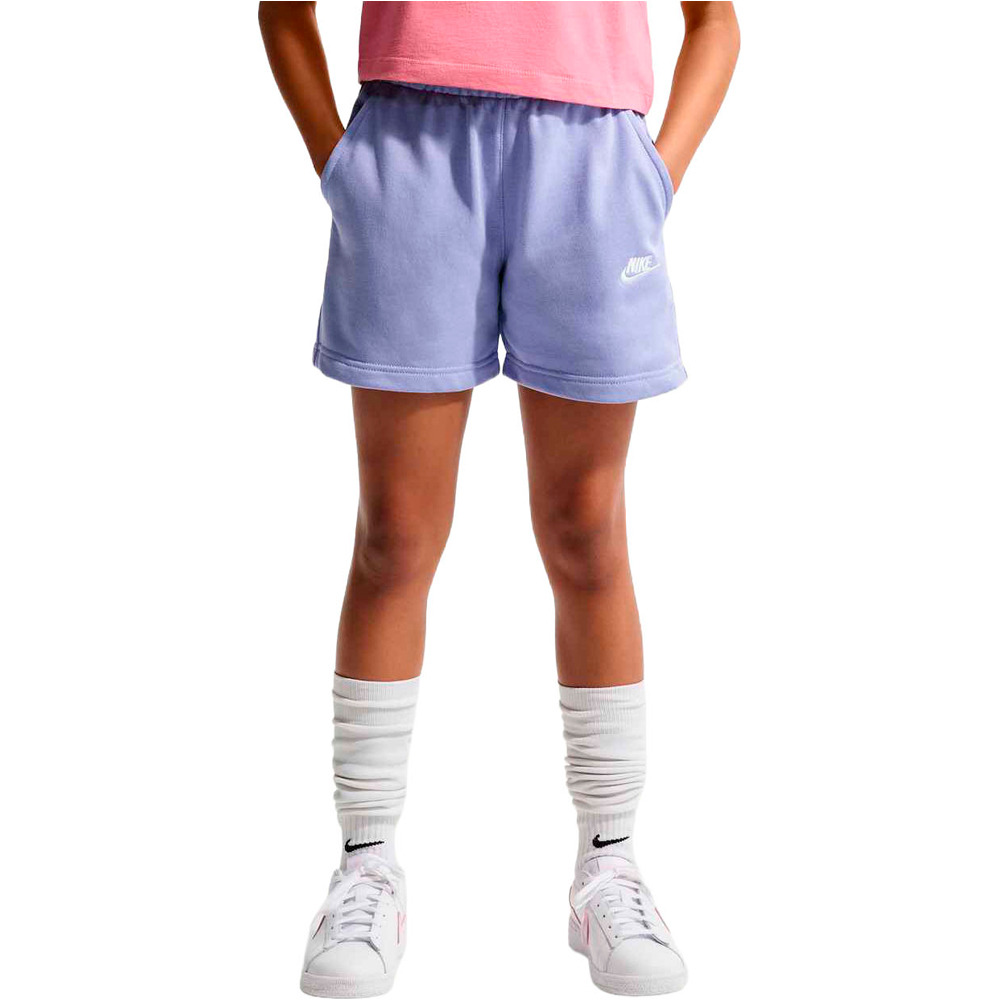 Nike malla corta niña SPORTSWEAR CLUB MORADO vista frontal