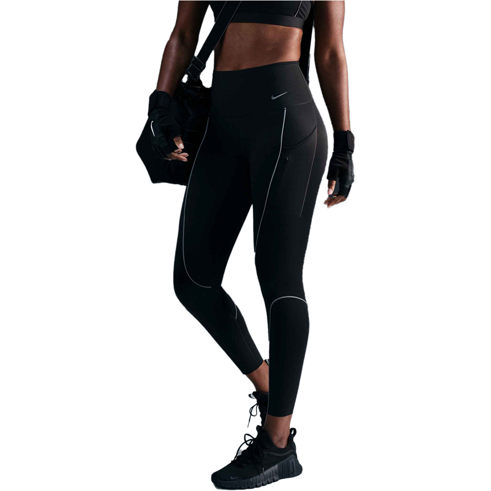 Nike malla larga running mujer GO NEGRO vista frontal