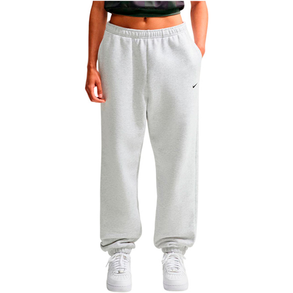 Nike pantalón mujer W NK STDO FLC MW HR OS CFF PNT BLANCO vista frontal