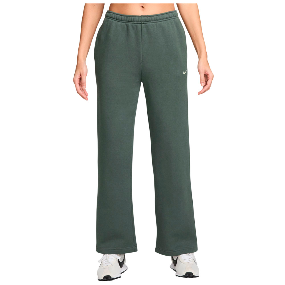 Nike pantalón mujer W NK STDO FLC MW MR STD OH PNT VERDE vista frontal