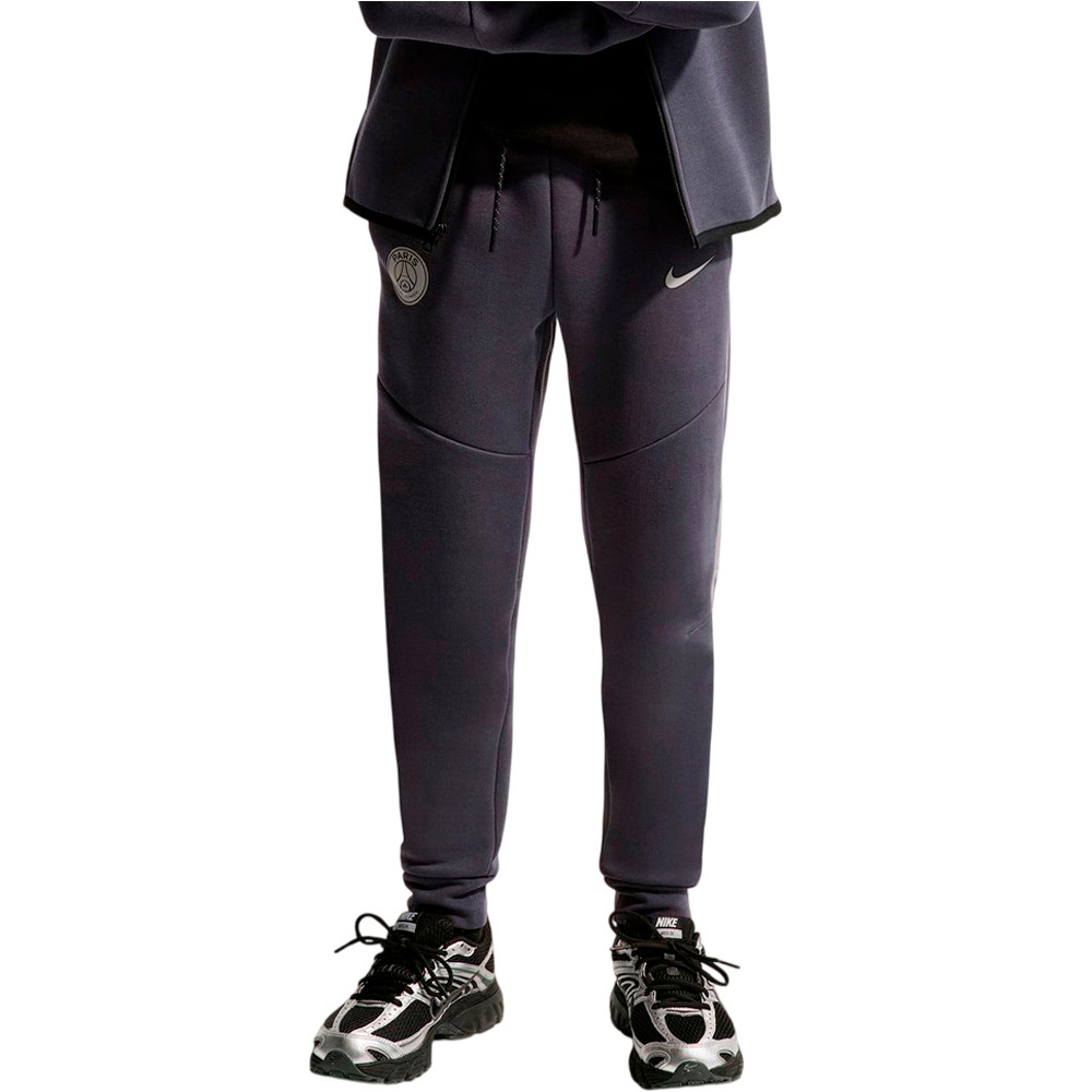 Nike pantalones largos futbol niño PSG BNSW TCH FLC JGGR RFLCT WP GRIS vista frontal